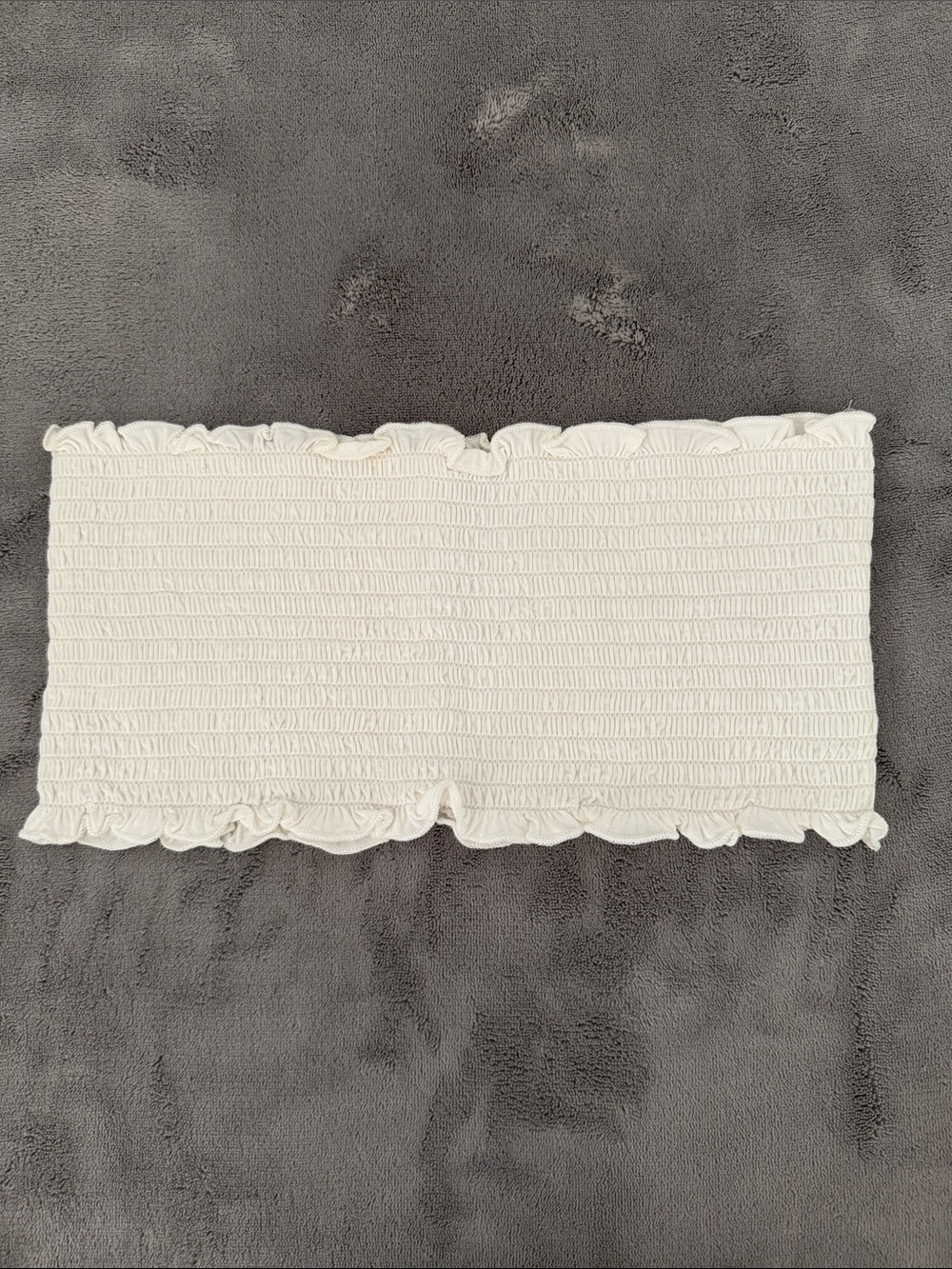 Cream Ruffle Bandeau Top